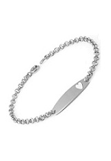 small gorgeous silver rolo chain heart baby id bracelet